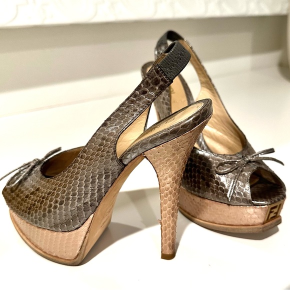 Fendi python slingback pumps. Spuntata colubro perlato aociao + rame - Picture 1 of 7
